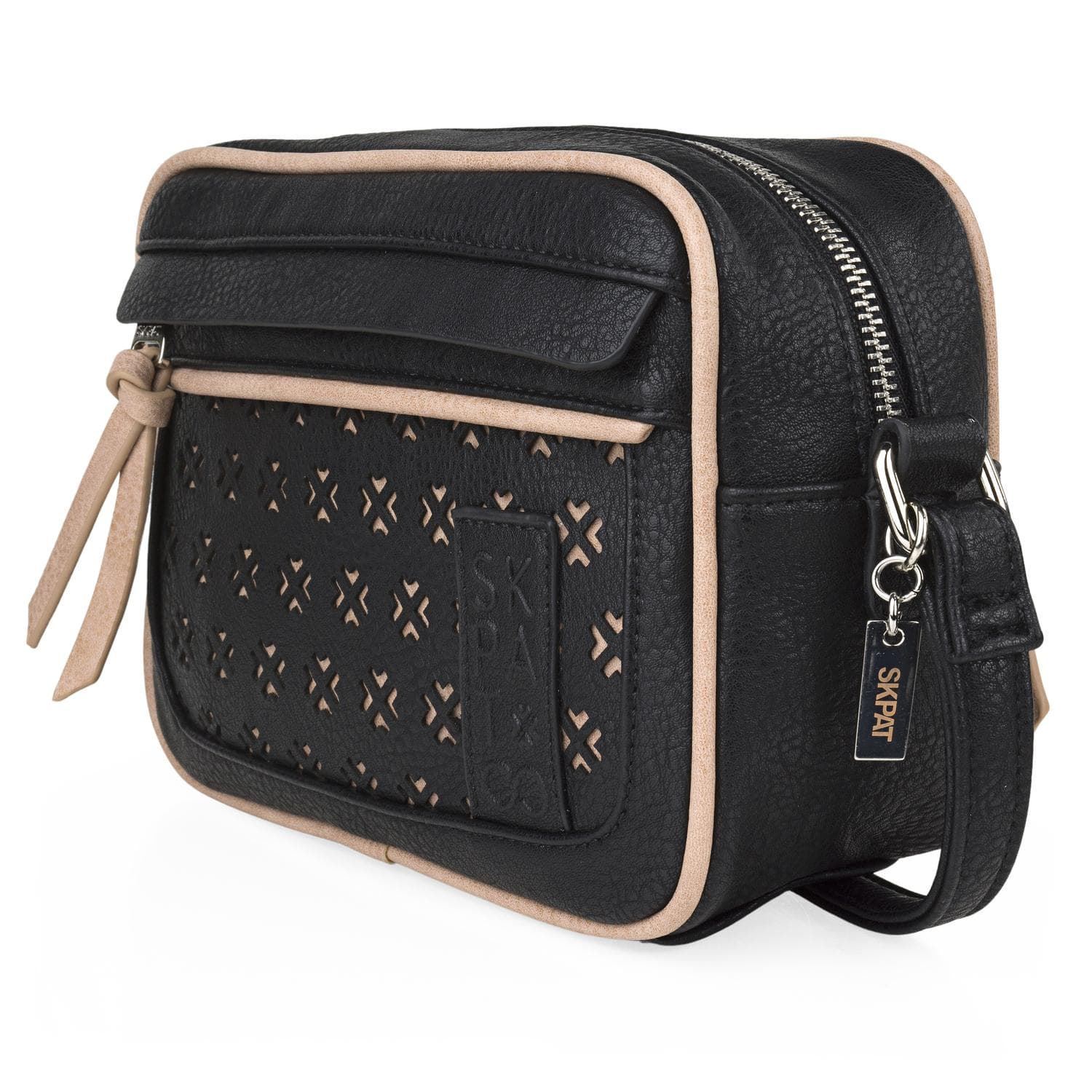 Bolso bandolera negro-taupe crosses - Imagen 3