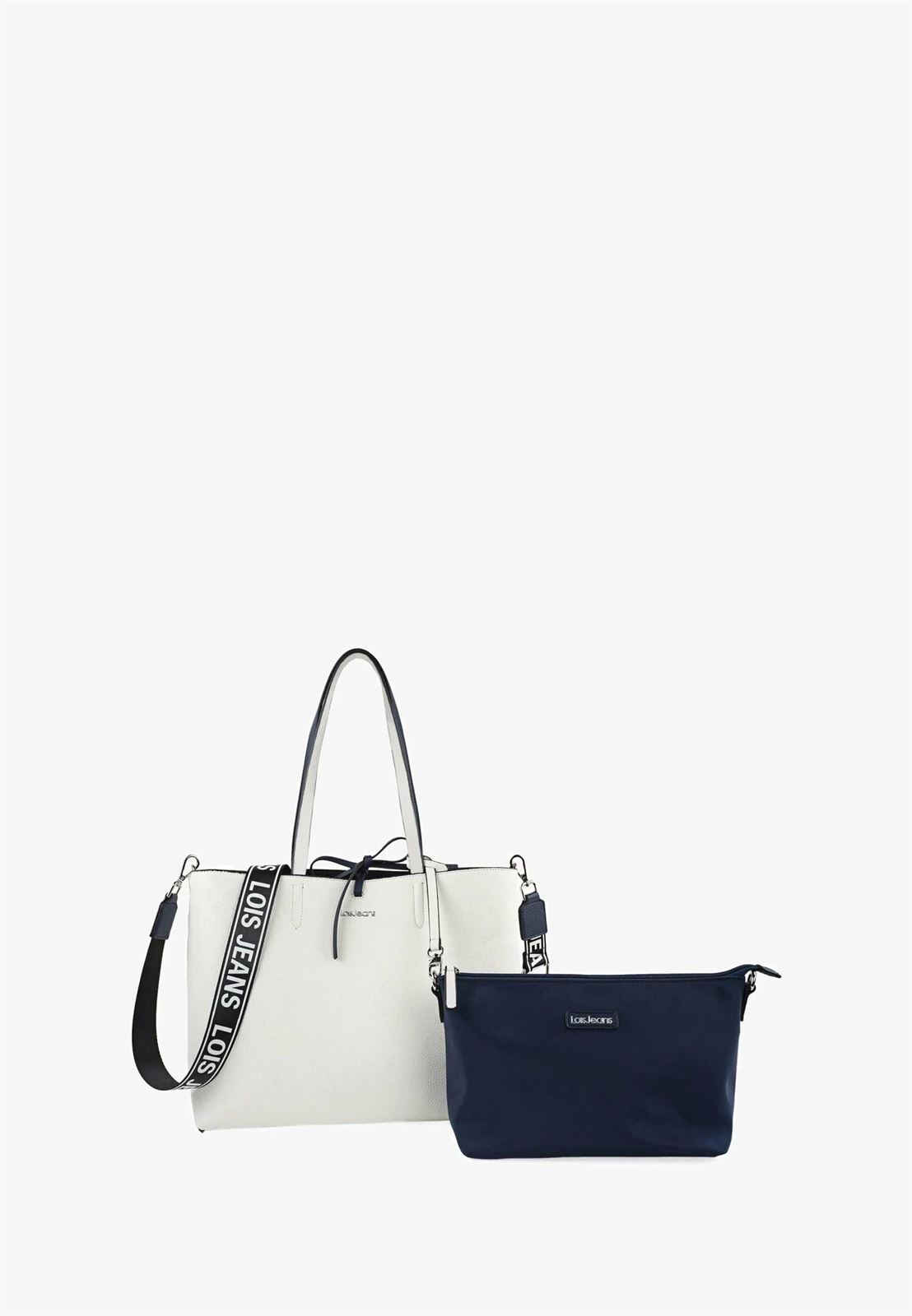 Bolso-shopper marino-blanco - Imagen 3