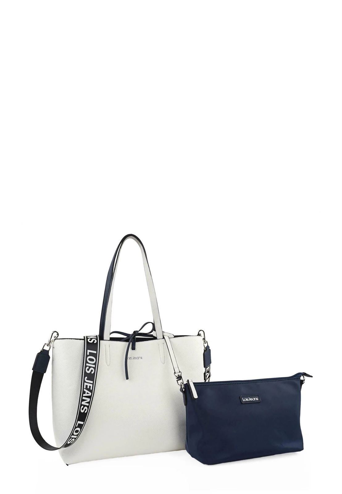 Bolso-shopper marino-blanco - Imagen 4