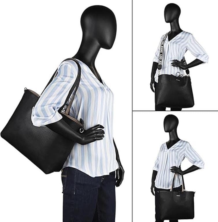 Bolso-shopper negro-piedra - Imagen 4