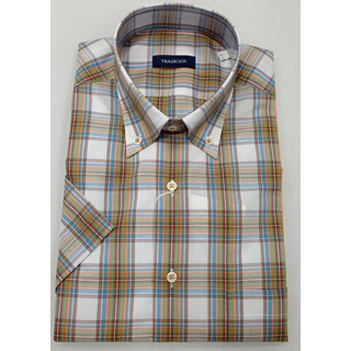 Camisa manga corta camel-turquesa - Imagen 1