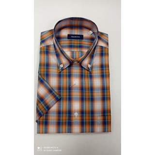 Camisa manga corta cuadros naranja - Imagen 1