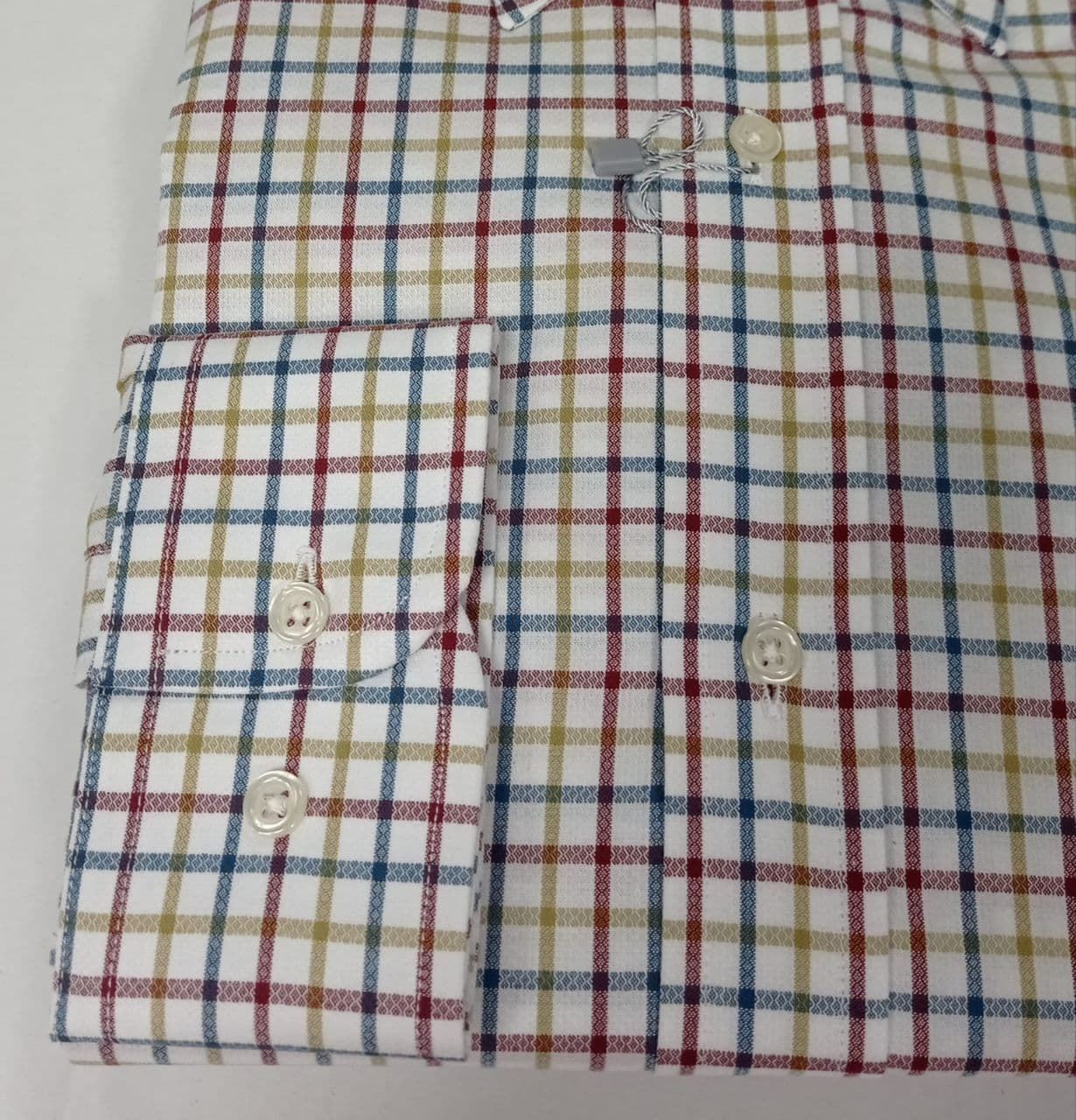 Camisa manga larga cuadros beige - Imagen 3