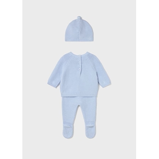 Conjunto polaina-gorro tricot cielo - Imagen 2