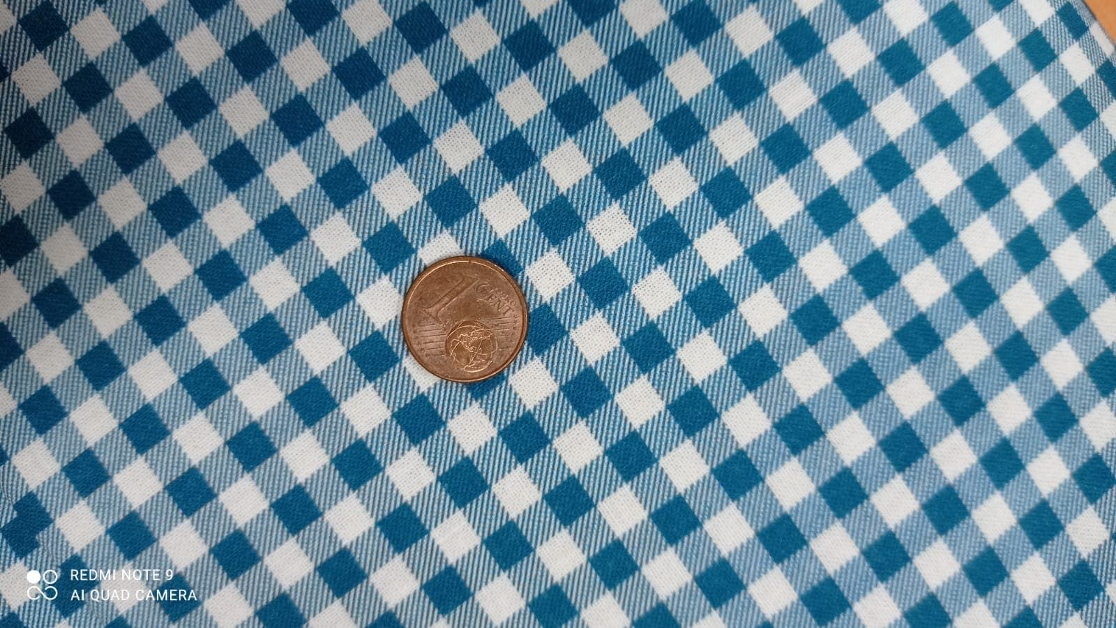 Cuadro vichy petroleo Algodón 100% - Imagen 1