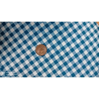 Cuadro vichy petroleo Algodón 100% - Imagen 1